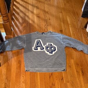 Women’s Gray Sweater with Alpha Phi letters